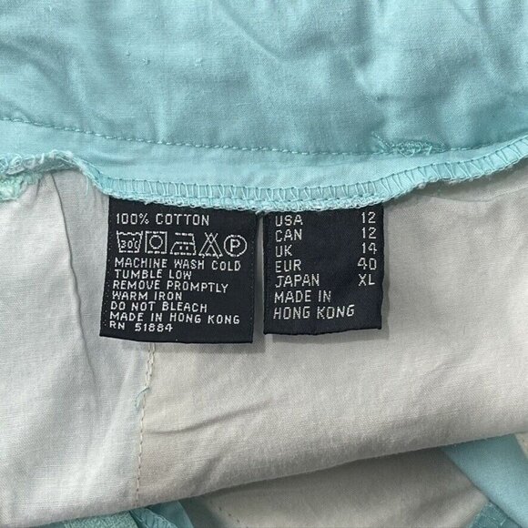 Patagonia Womens Turquoise Cotton Pleated Shorts Size 12 - Picture 5 of 10